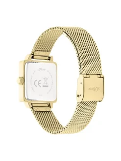 s.Oliver Damen Armbanduhr - Square Time in gold