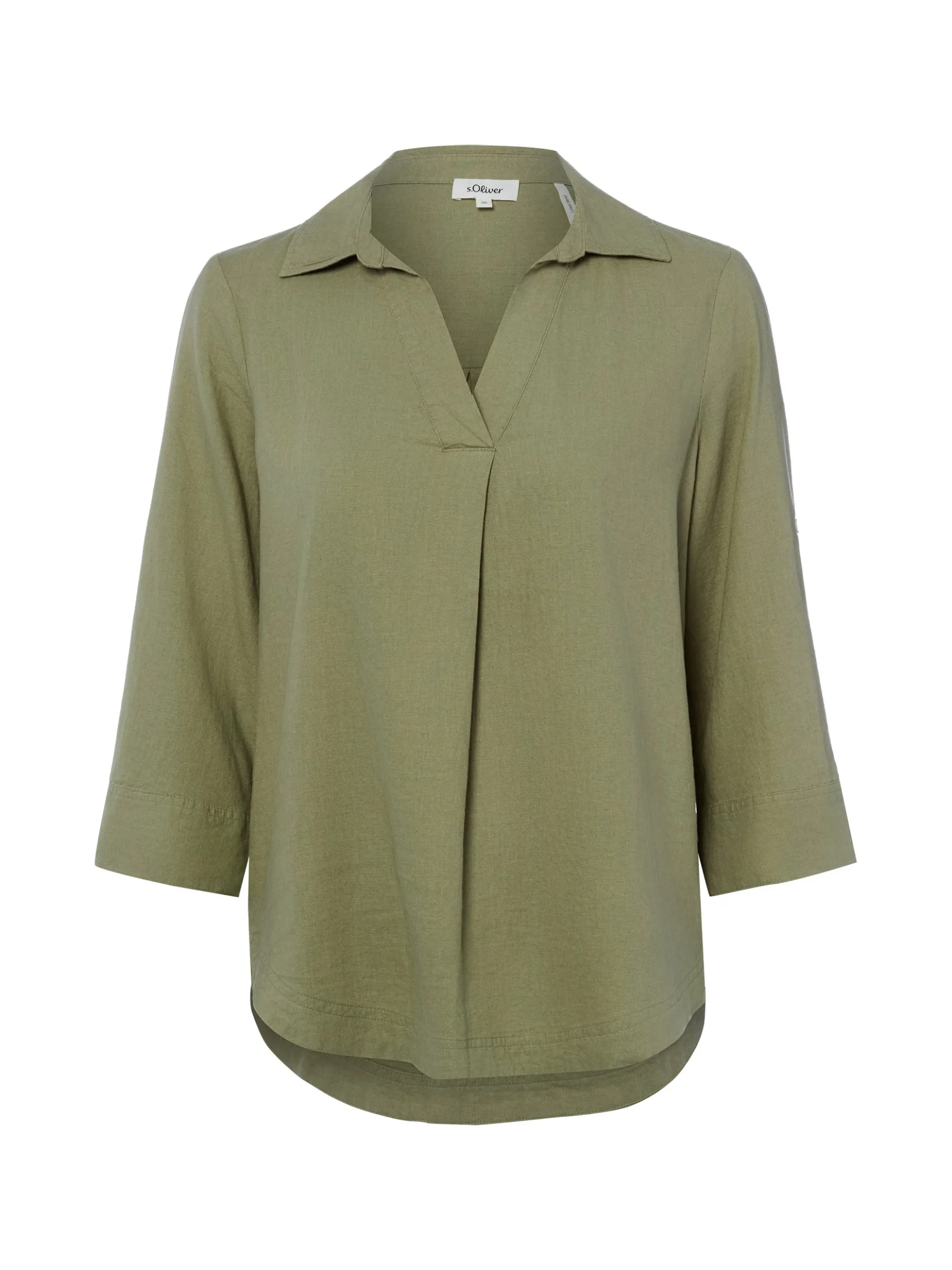 s.Oliver Damen Blusenshirt mit Leinen in oliv
