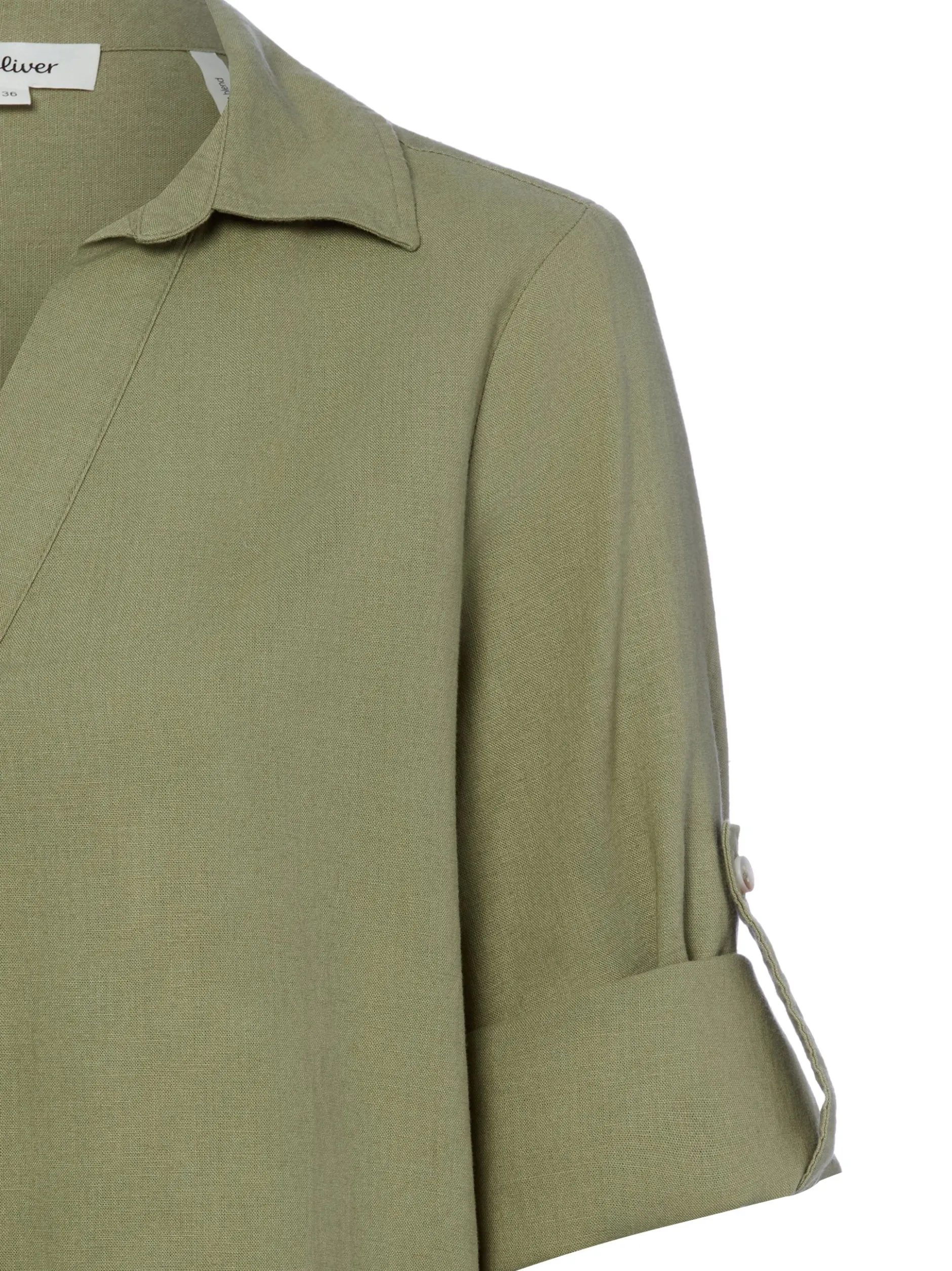 s.Oliver Damen Blusenshirt mit Leinen in oliv
