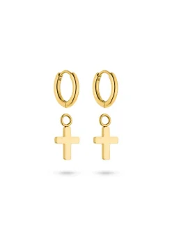 s.Oliver Damen Creolen - Modern Cross in gold