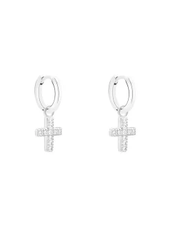 s.Oliver Damen Creolen - Sparkle Cross in silber