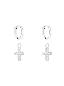 s.Oliver Damen Creolen - Sparkle Cross in silber