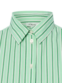 s.Oliver Damen Hemdbluse in gras weiß - Ärmel: langarm
