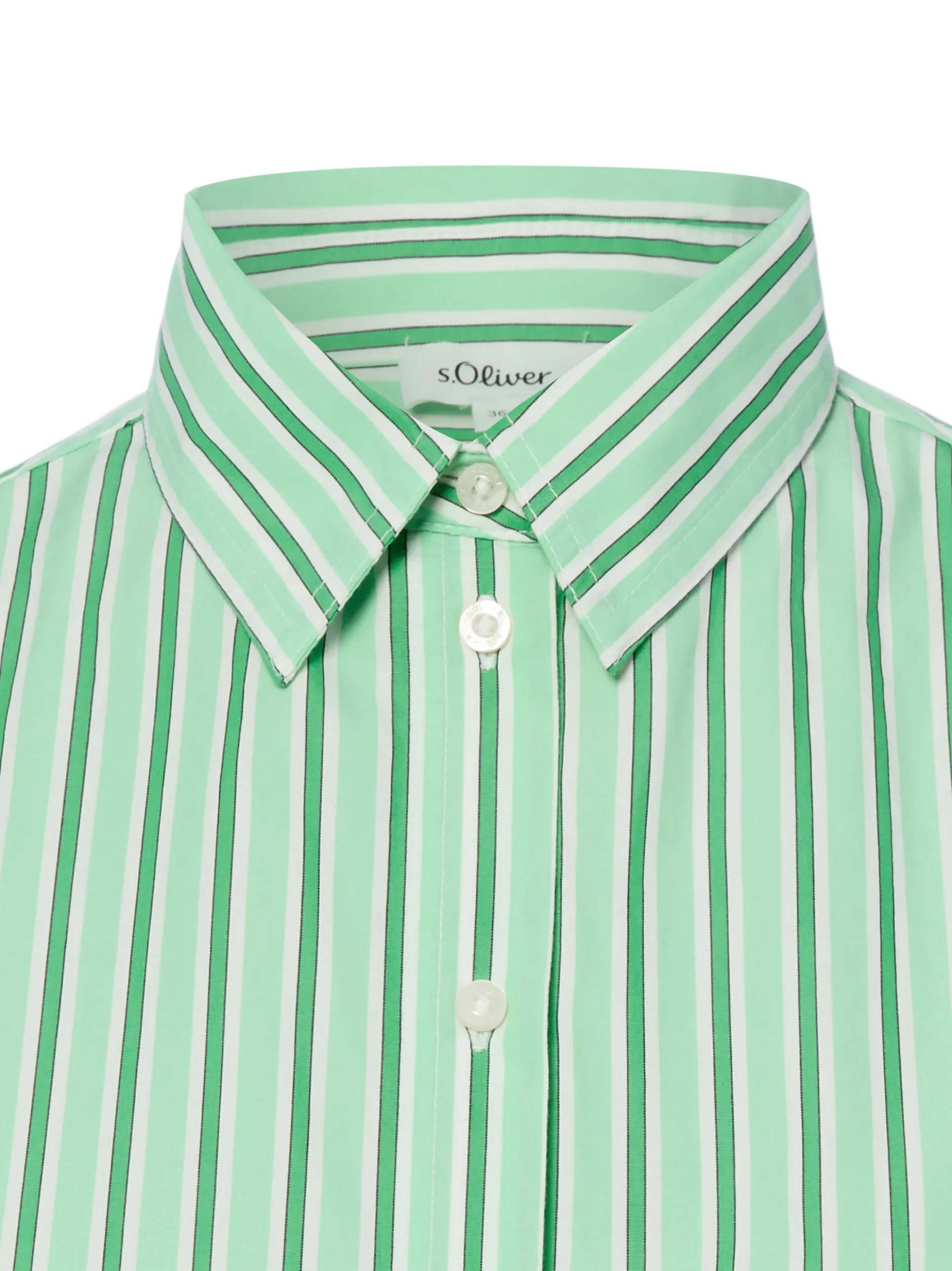 s.Oliver Damen Hemdbluse in gras weiß - Ärmel: langarm