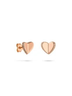s.Oliver Damen Ohrstecker - Folded Heart in roségold