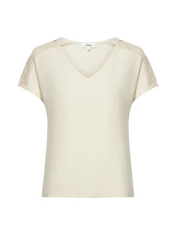 s.Oliver Damen Shirt in sand - Ausschnitt: V-Ausschnitt
