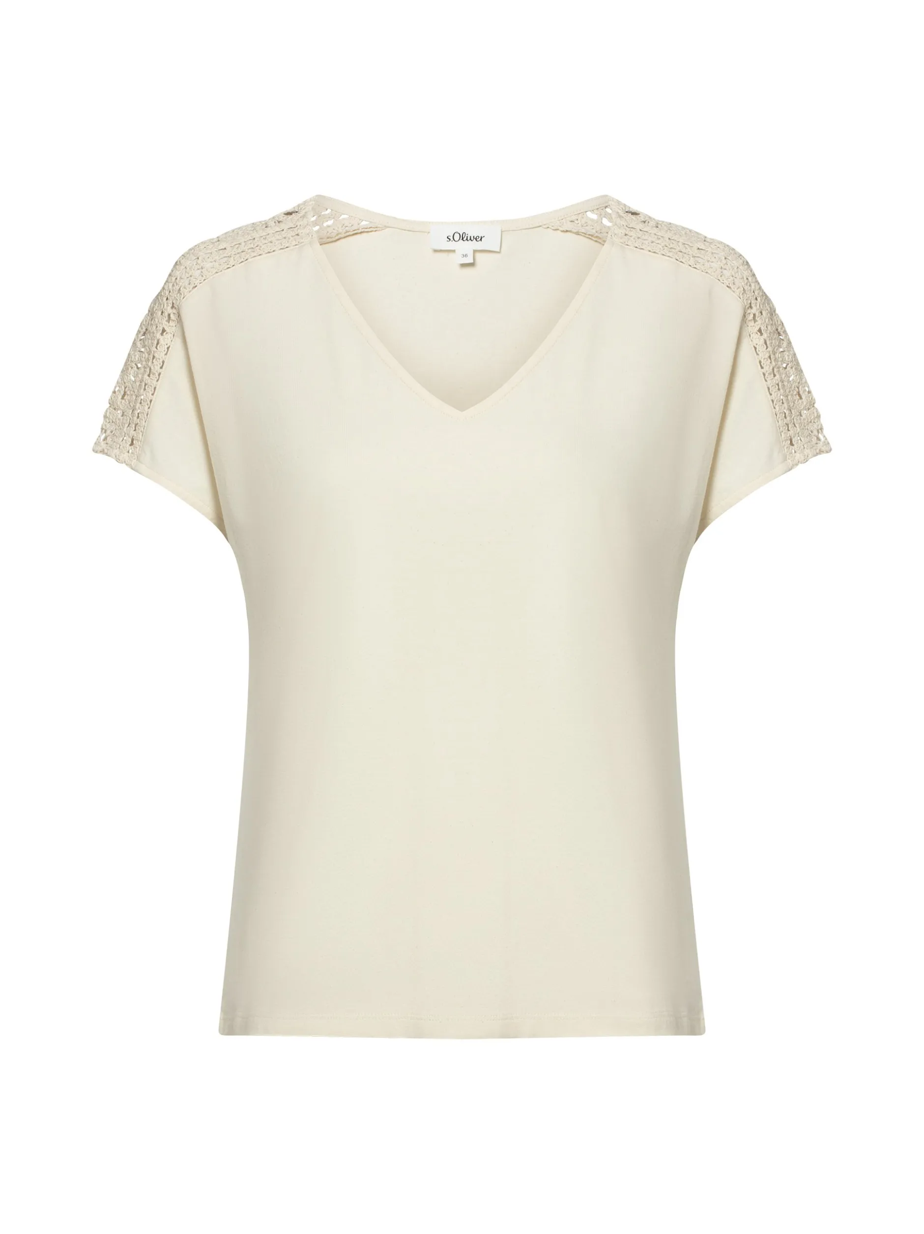 s.Oliver Damen Shirt in sand - Ausschnitt: V-Ausschnitt