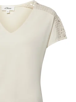 s.Oliver Damen Shirt in sand - Ausschnitt: V-Ausschnitt