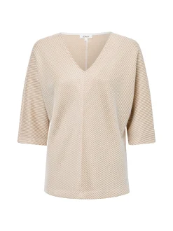 s.Oliver Damen Sweatshirt in camel weiß - Ärmel: 3/4 Arm