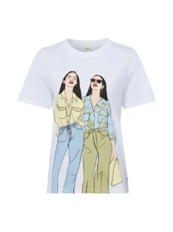 s.Oliver Damen T-Shirt in weiß mehrfarbig