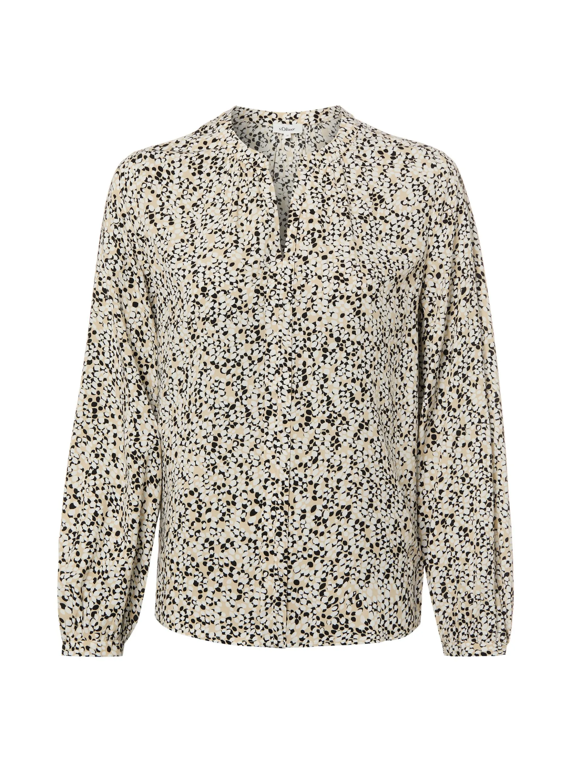 s.Oliver Damen Tunikabluse in beige schwarz