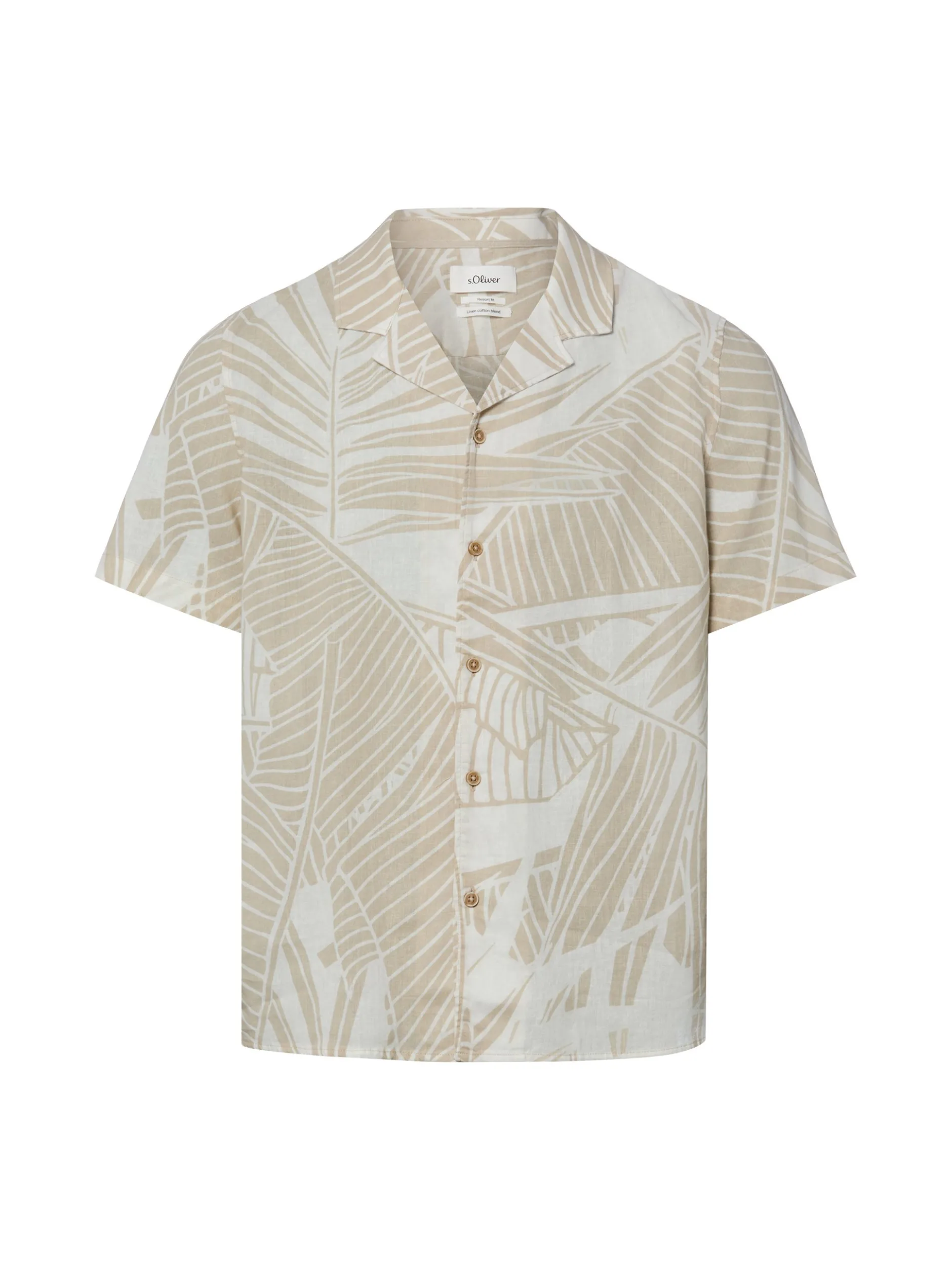 s.Oliver Herren Freizeithemd mit Leinenanteil in beige weiß