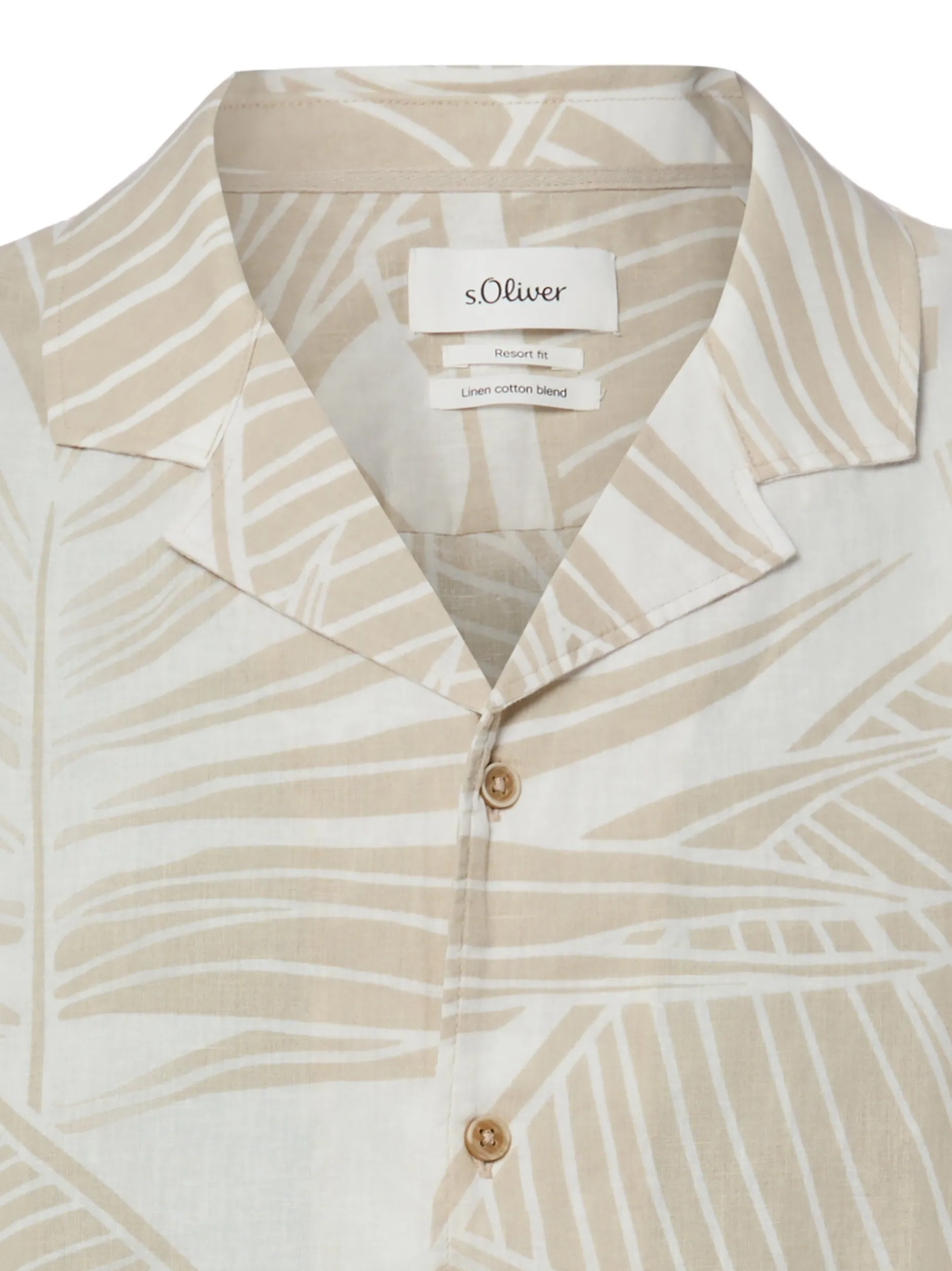 s.Oliver Herren Freizeithemd mit Leinenanteil in beige weiß