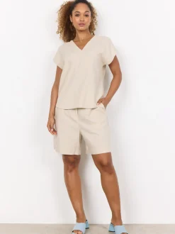 soyaconcept® Damen Blusenshirt mit Leinen-Anteil - SC-Ina in beige