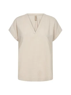 soyaconcept® Damen Blusenshirt mit Leinen-Anteil - SC-Ina in beige