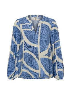 soyaconcept® Damen Bluse - SC-Olivera 1 in blau beige