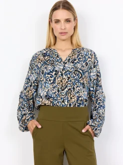 soyaconcept® Damen Bluse - Vava in blau sand