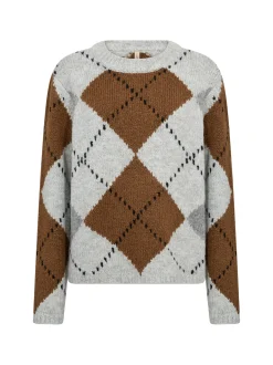 soyaconcept® Damen Strickpullover mit Wollanteil - SC-Acacie 1 in hellgrau cognac