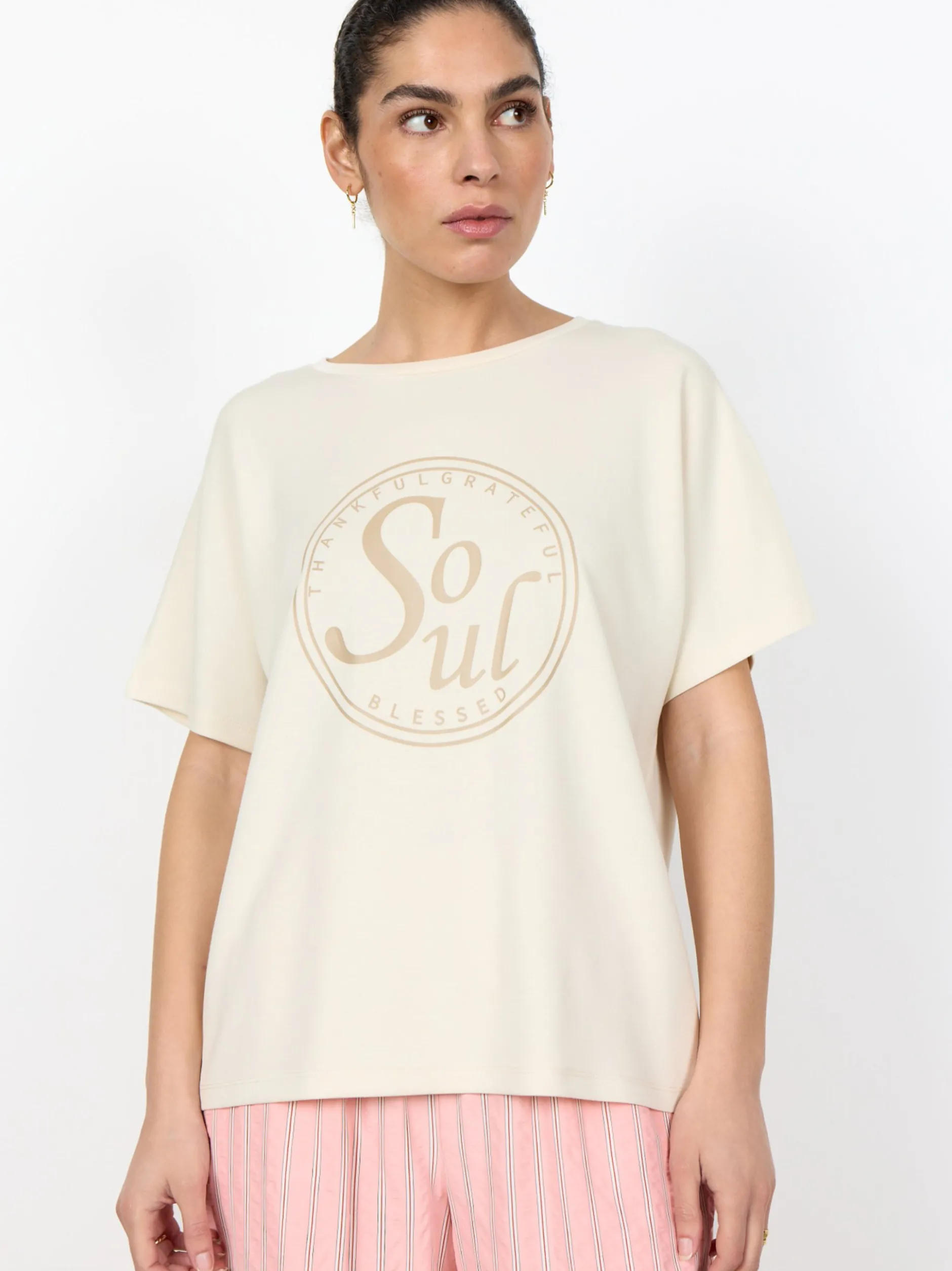 soyaconcept® Damen T-Shirt in ecru - Ärmel: kurzarm