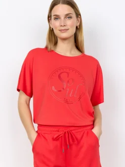 soyaconcept® Damen T-Shirt in rot - Ausschnitt: Rundhals
