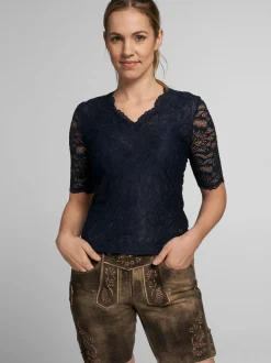 Spieth & Wenksy Damen Dirndlbluse - Arktis in blau