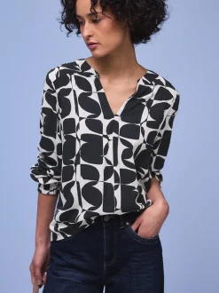 Street One Damen Blusenshirt in marine weiß