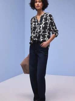 Street One Damen Blusenshirt in marine weiß