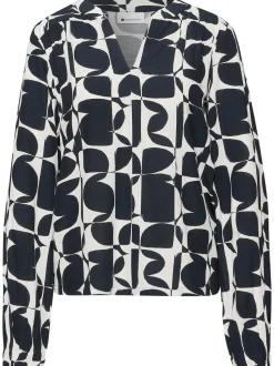Street One Damen Blusenshirt in marine weiß