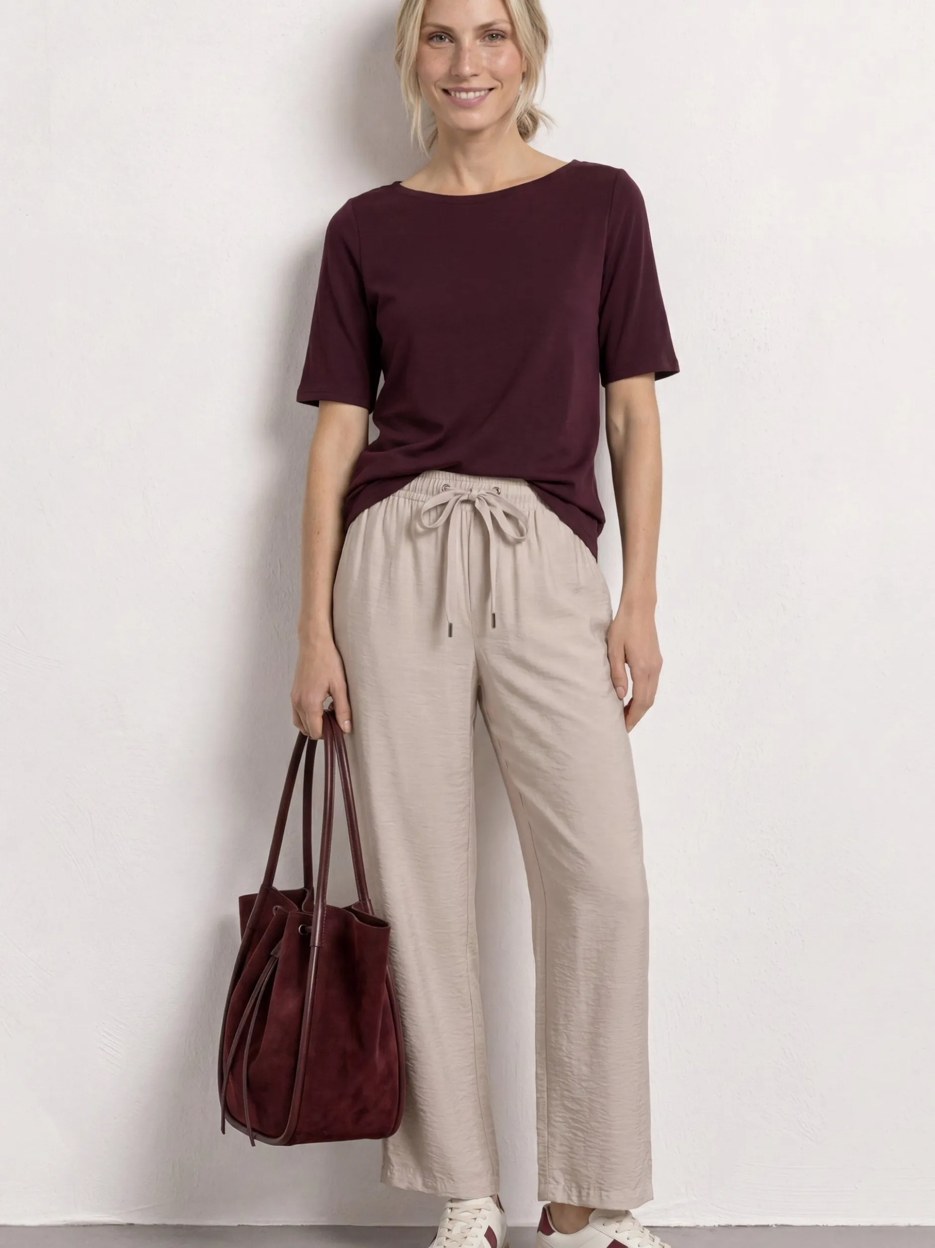 Street One Damen Hose in beige - Länge: lang