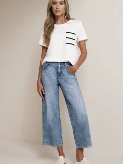 Street One Damen Jeans in light stone - Länge: verkürzt