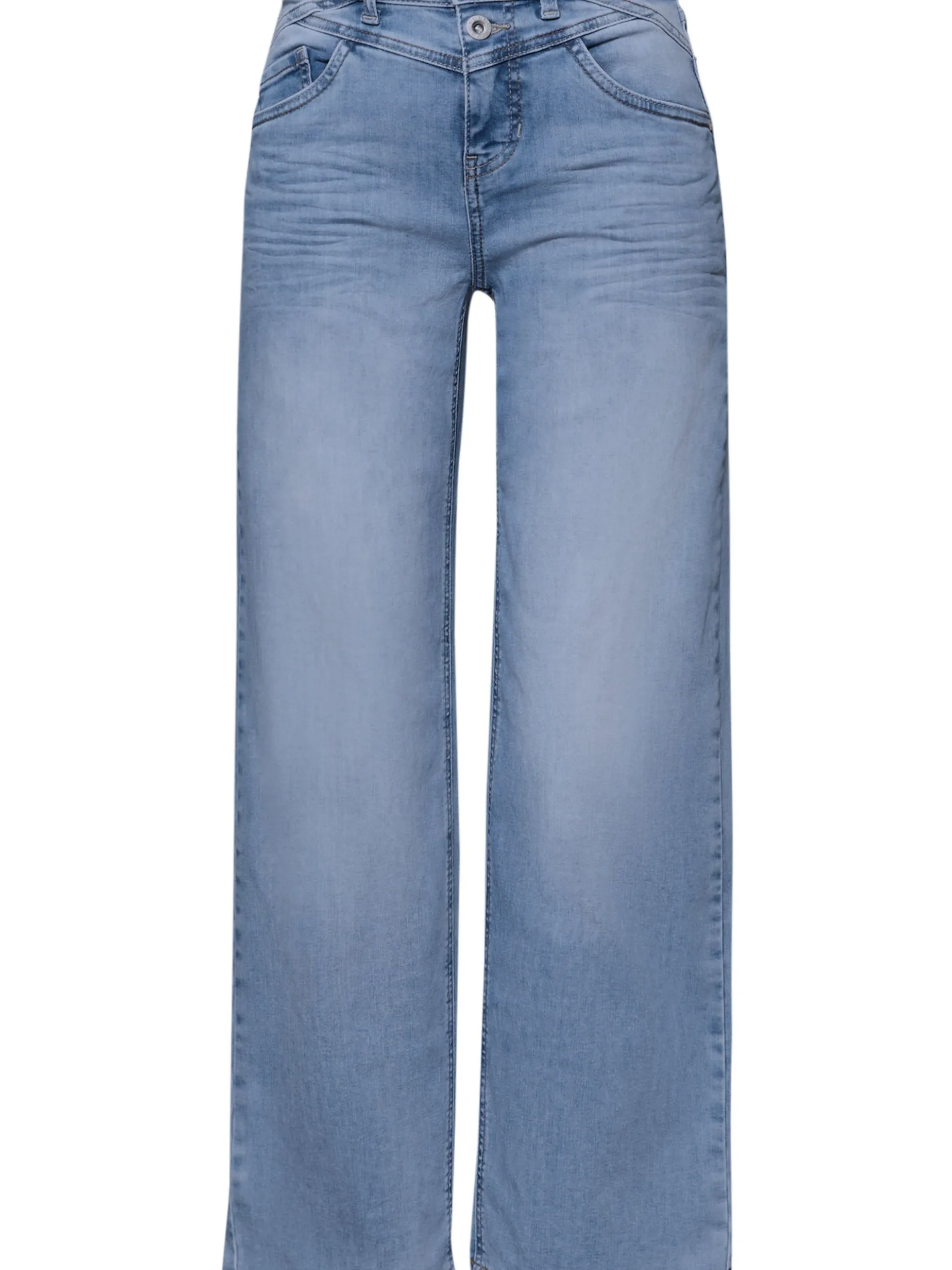 Street One Damen Jeans in light stone - Länge: verkürzt