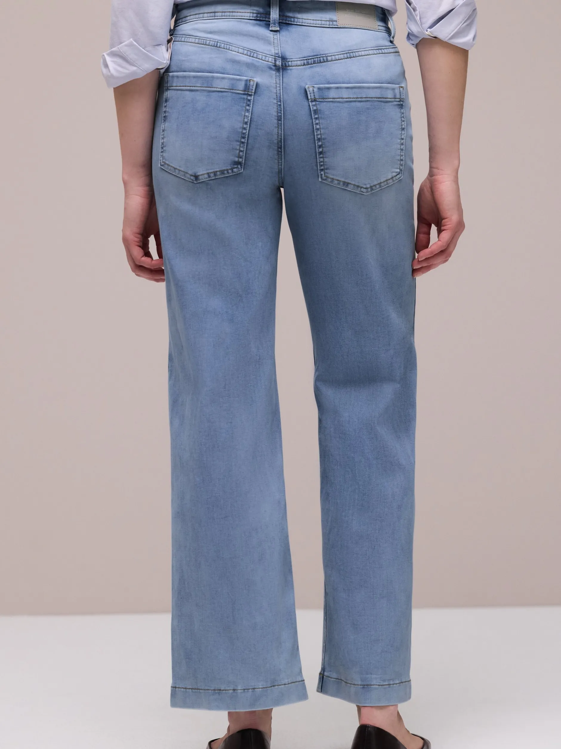 Street One Damen Jeans in light stone - Länge: verkürzt