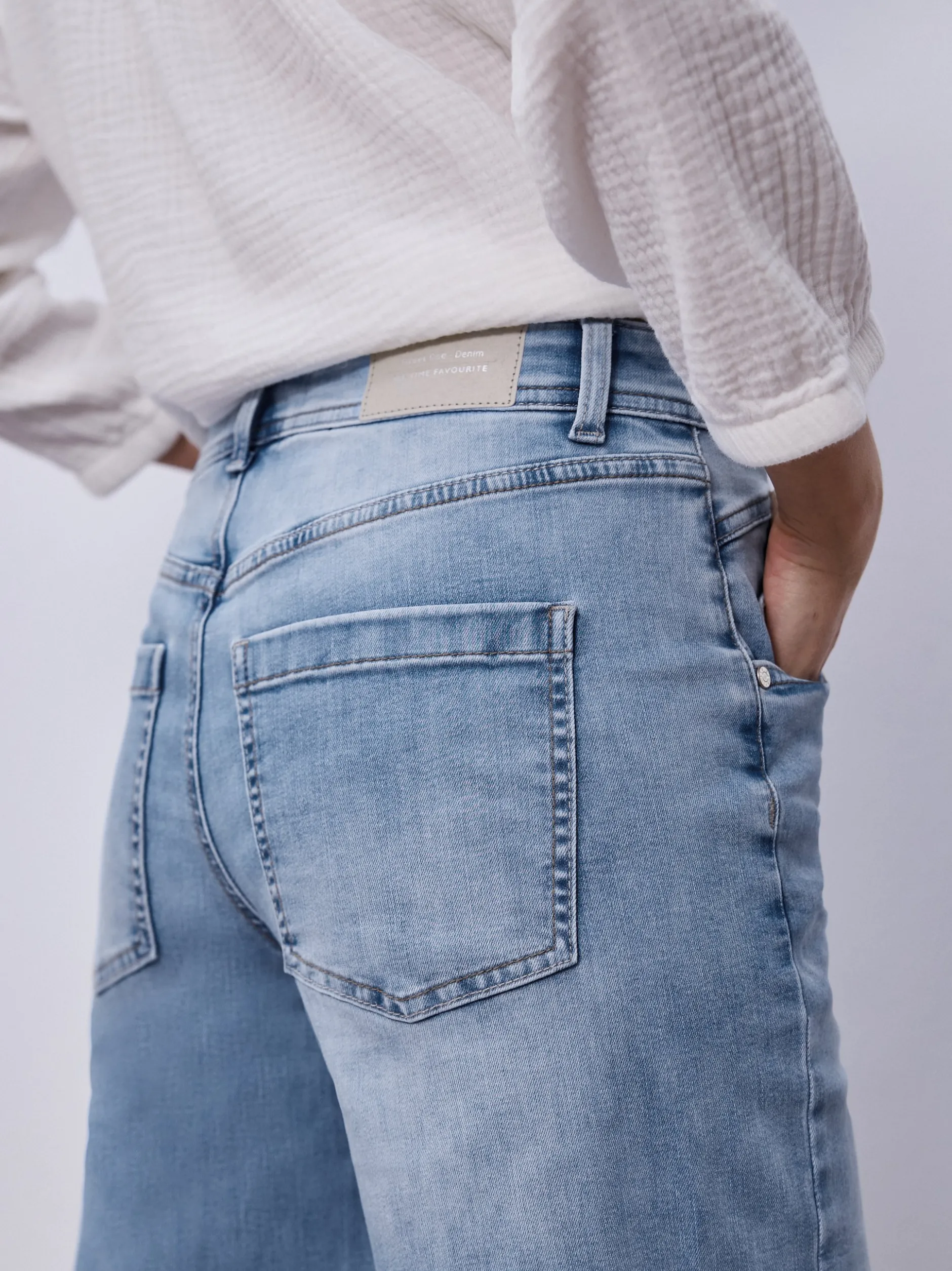 Street One Damen Jeans in light stone - Länge: verkürzt