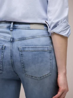 Street One Damen Jeans in light stone - Länge: verkürzt