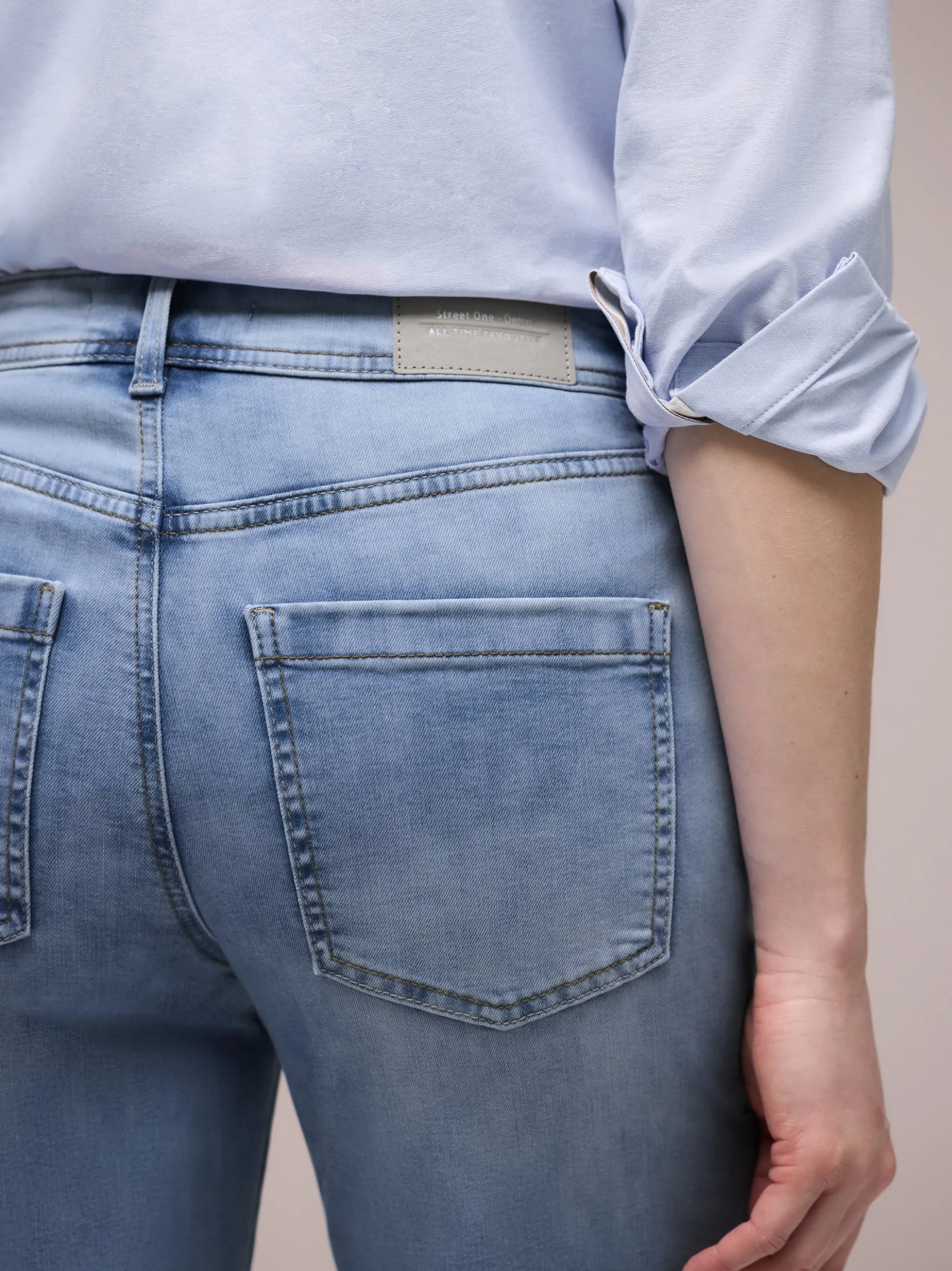 Street One Damen Jeans in light stone - Länge: verkürzt
