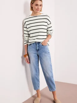 Street One Damen Langarmshirt in ecru marine