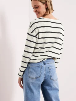 Street One Damen Langarmshirt in ecru marine