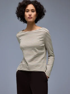 Street One Damen Langarmshirt in schlamm weiß