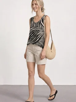 Street One Damen Top in schwarz ecru - Ärmel: ohne Arm