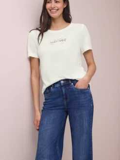 Street One Damen T-Shirt in ecru - Ausschnitt: Rundhals