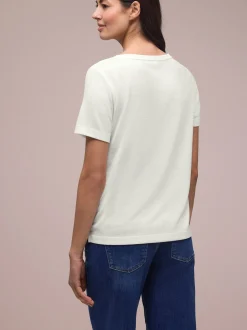 Street One Damen T-Shirt in ecru - Ausschnitt: Rundhals
