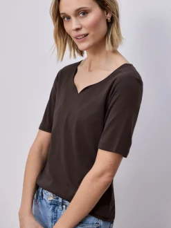 Street One Damen T-Shirt in mocca - Ärmel: kurzarm