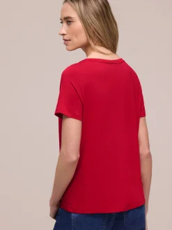 Street One Damen T-Shirt in rot - Ausschnitt: Rundhals