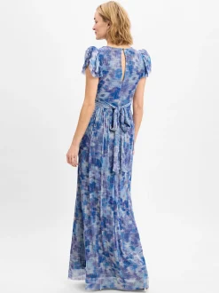 Swing Damen Abendkleid in blau silber - Ärmel: ohne Arm