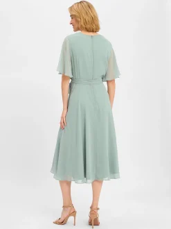 Swing Damen Abendkleid in lind - Ausschnitt: Cache-Coeur
