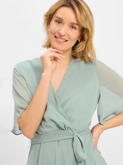 Swing Damen Abendkleid in lind - Ausschnitt: Cache-Coeur