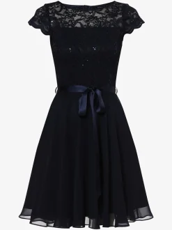 Swing Damen Abendkleid in marine - Ausschnitt: Rundhals