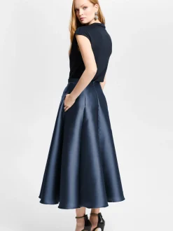 Swing Damen Faltenrock in indigo - Länge: lang