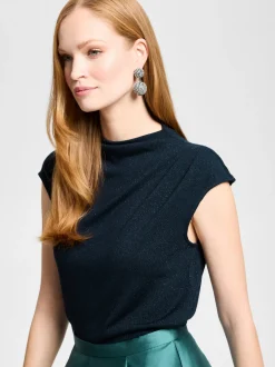 Swing Damen Top in marine silber - Ärmel: ohne Arm