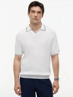 Tommy Hilfiger Tailored Herren Strickpoloshirt in weiß